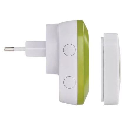 Bezdrátový zvonek do zásuvky 230V + 1xCR2032 IP44 zelená